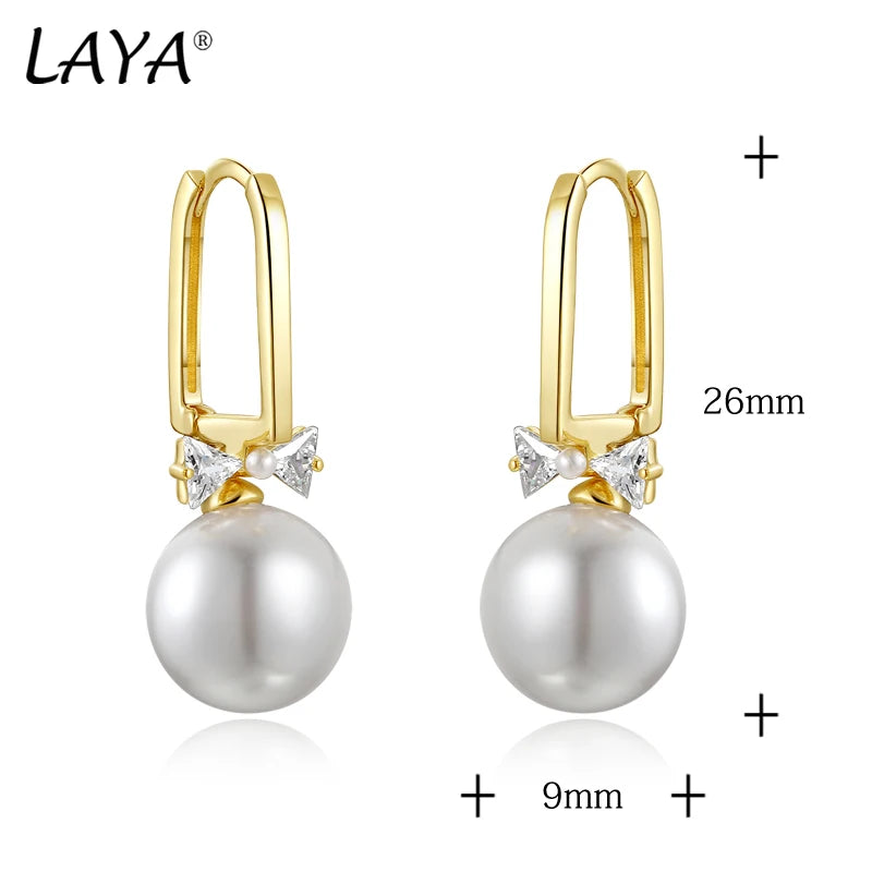 Sterling Silver Shell Pearl Drop Earrings for Women