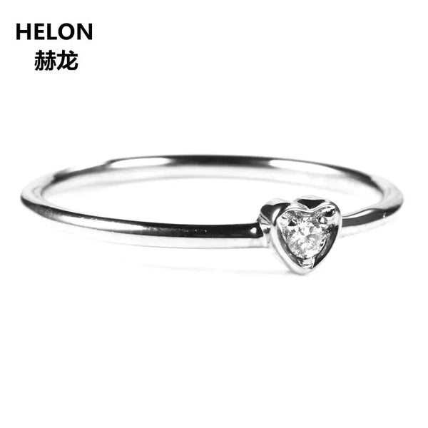 10k White Gold VS/H Natural Diamonds Heart Engagement Ring for Women