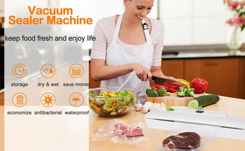 Automatic Vacuum Sealer Machine with Food Saver Bags for Food Storage