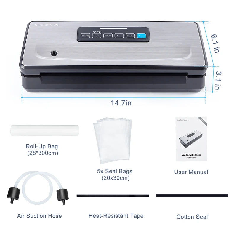 Plastic Bag Vacuum Sealer with Dry/Moist/Pulse/Canister Modes