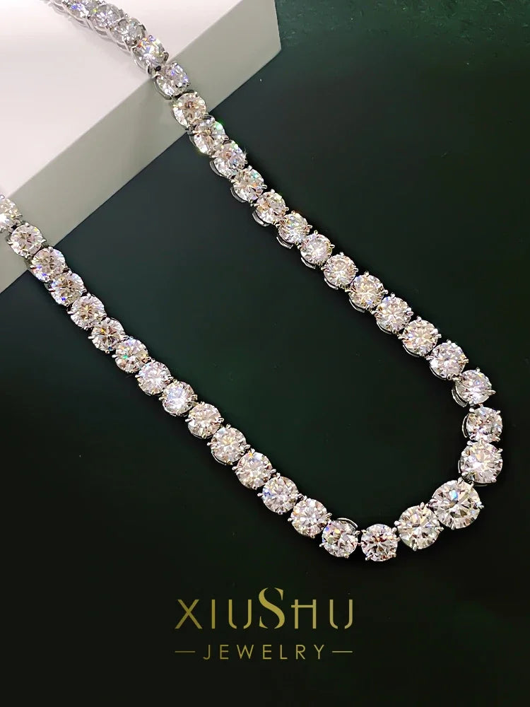 925 Sterling Silver High Carbon Diamond Necklace for Women