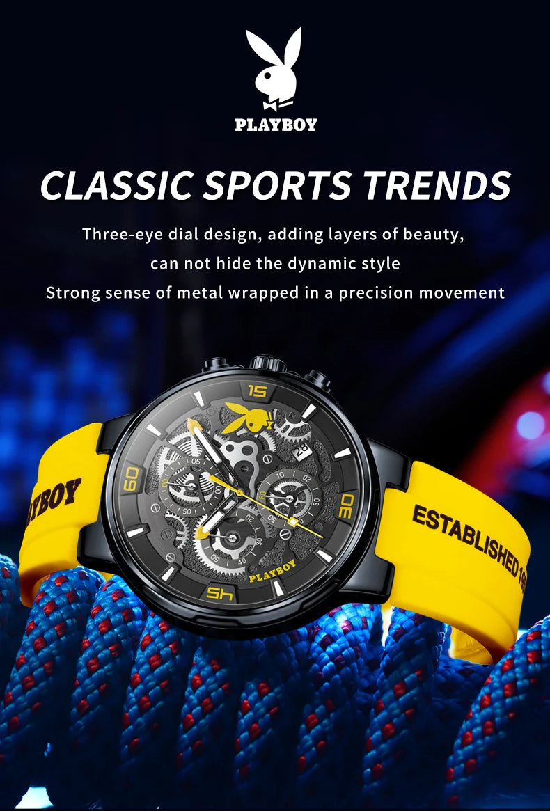 Stainless Steel Silicone Luxury Waterproof Luminous Watch for Men