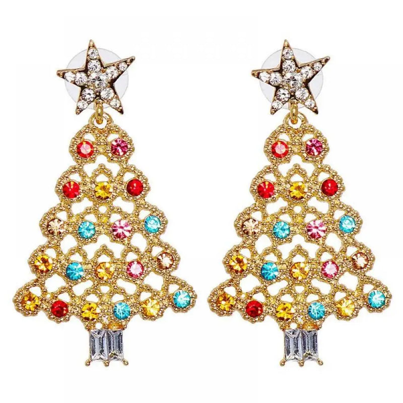 Sterling Silver Colorful Christmas Tree Earrings for Women