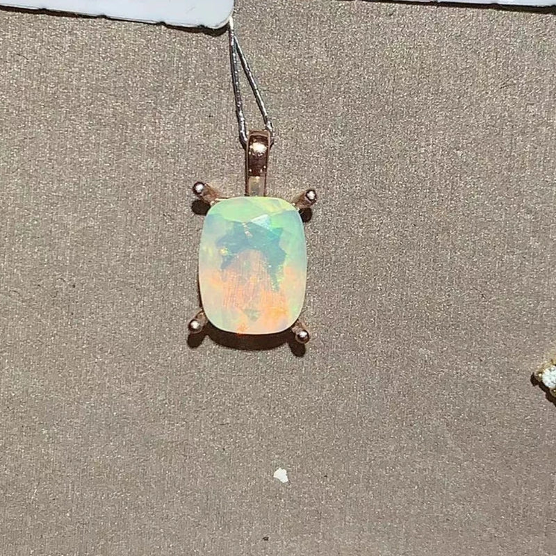 Sterling Silver Natural Opal Pendant for Women