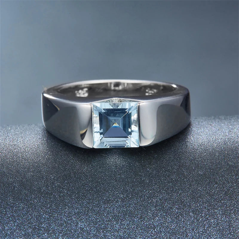 925 Sterling Silver Natural Sky Blue Topaz Ring for Women