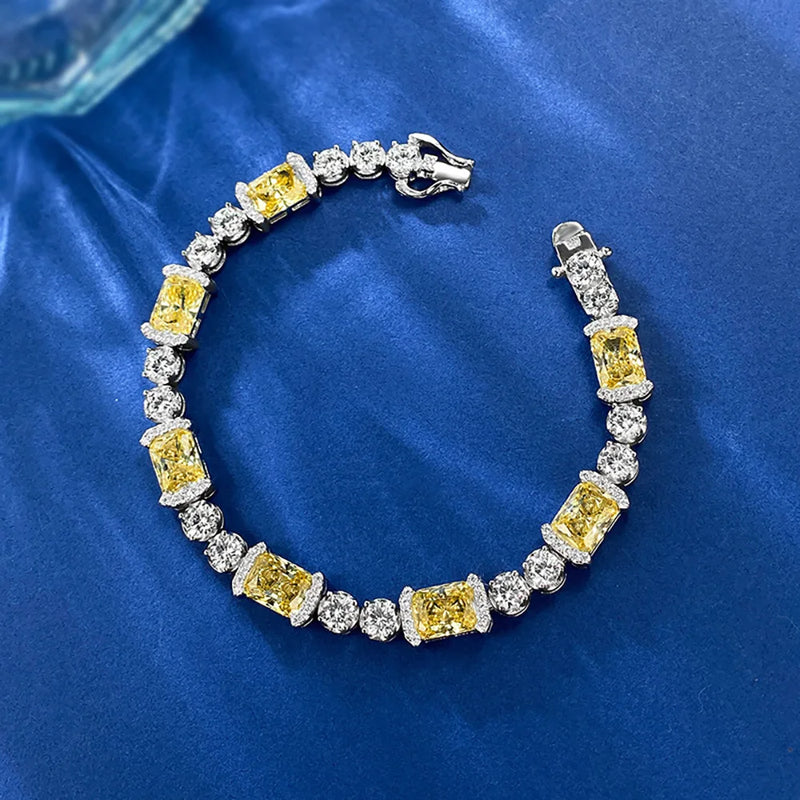 Sterling Silver Topaz, Quartz & Lab Diamond Bracelet for Women