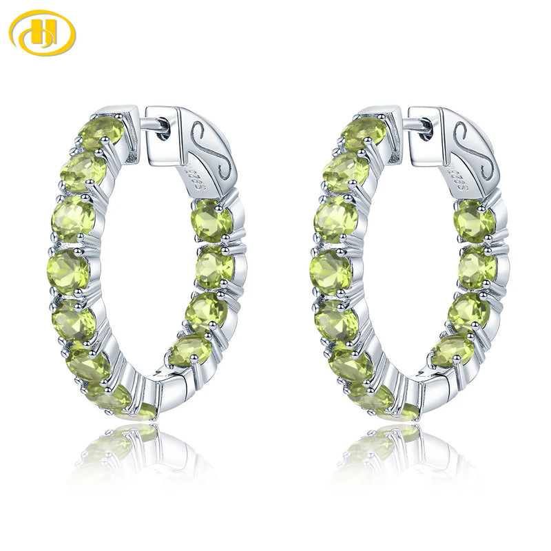 Sterling Silver Peridot Clip Earrings 4.70 ctw for Women