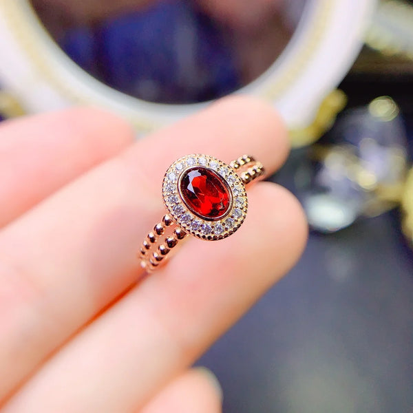 Sterling Silver Garnet Ring for Women