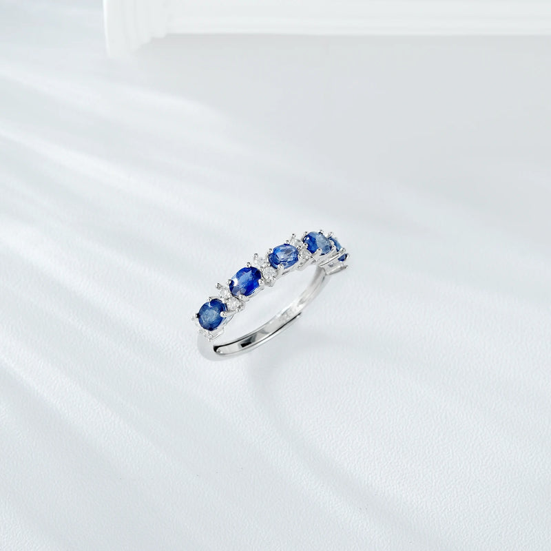 925 Sterling Silver Natural Sapphire Ring for Women