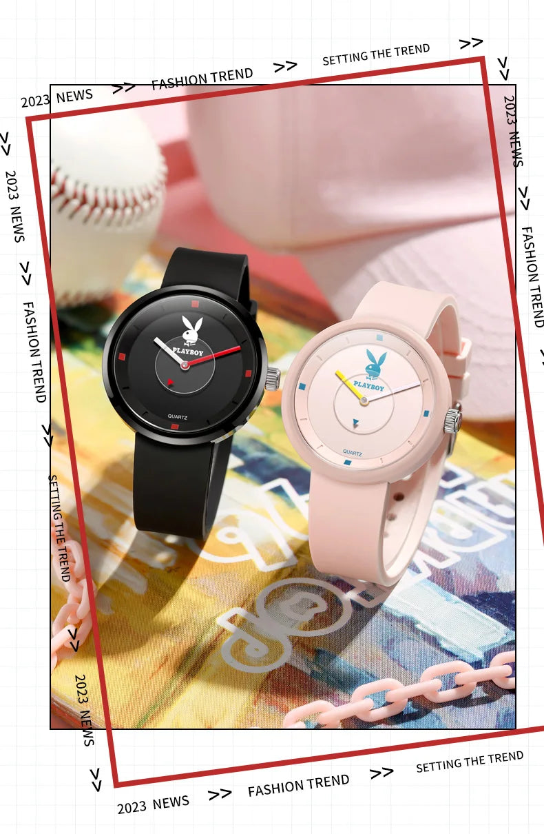 Stainless Steel Silicone Strap Minimalist Quartz Watch for Women