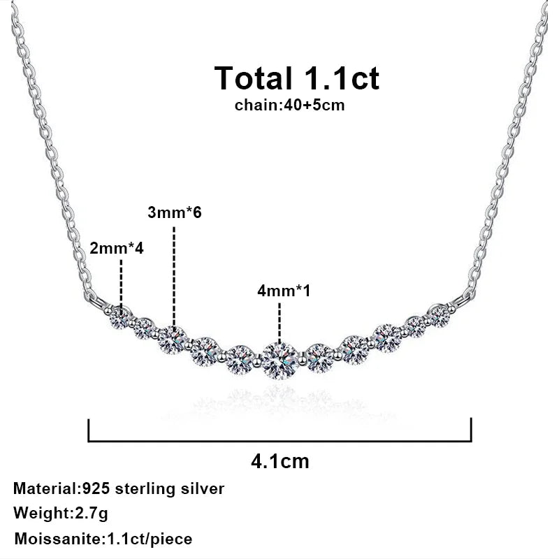 Sterling Silver 1.10ct Moissanite Smile Pendant Necklace for Women