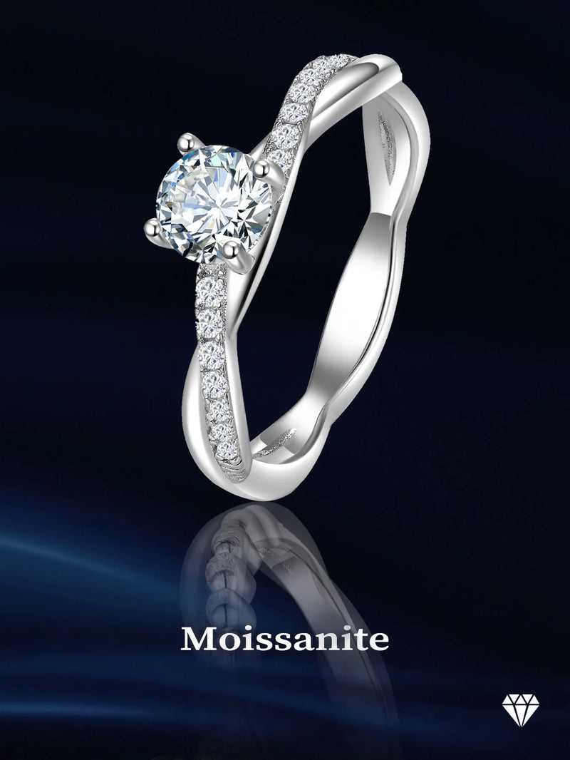 Sterling Silver 0.50 Carat Moissanite Twist Arm Ring for Women