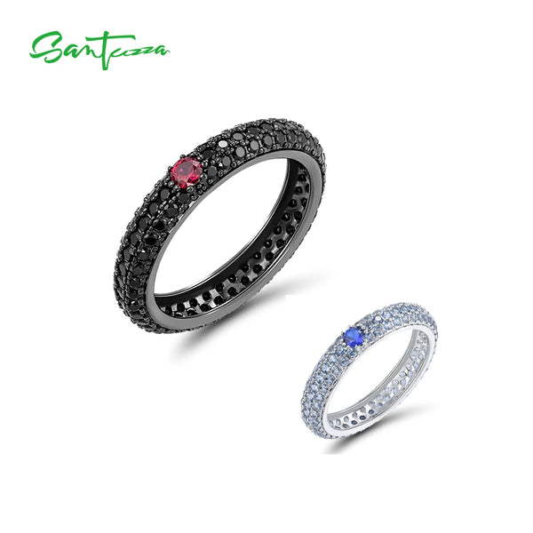 925 Sterling Silver Multi-color Gemstone Stackable Rings for Women