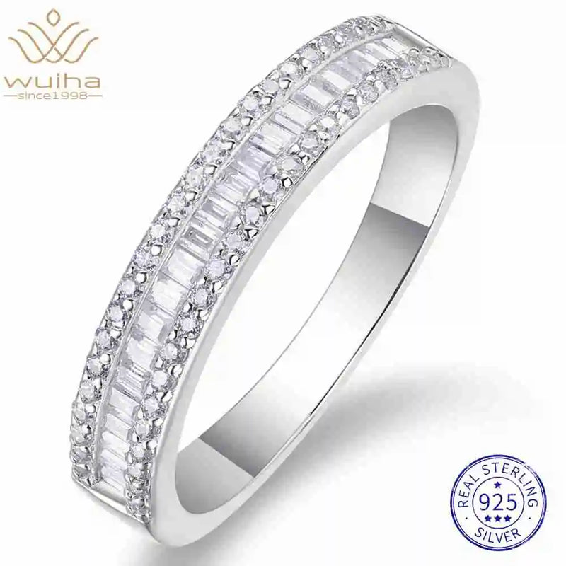 925 Sterling Silver VVS1 D Color Moissanite Diamonds Wedding Band