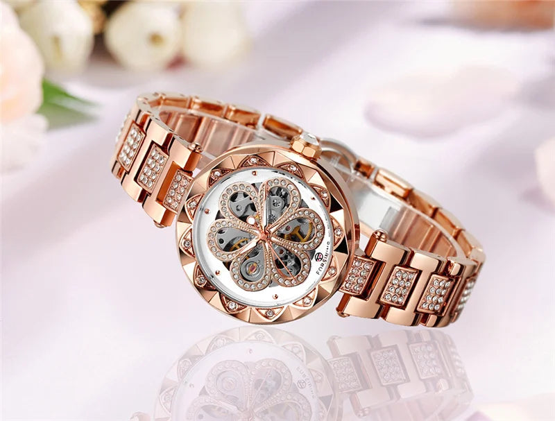 Stainless Steel Flower Swiss-Made Watch for Lady