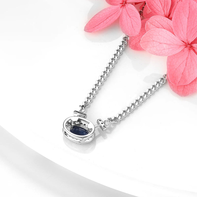 Sterling Silver Blue Sapphire Necklace 0.80 ctw