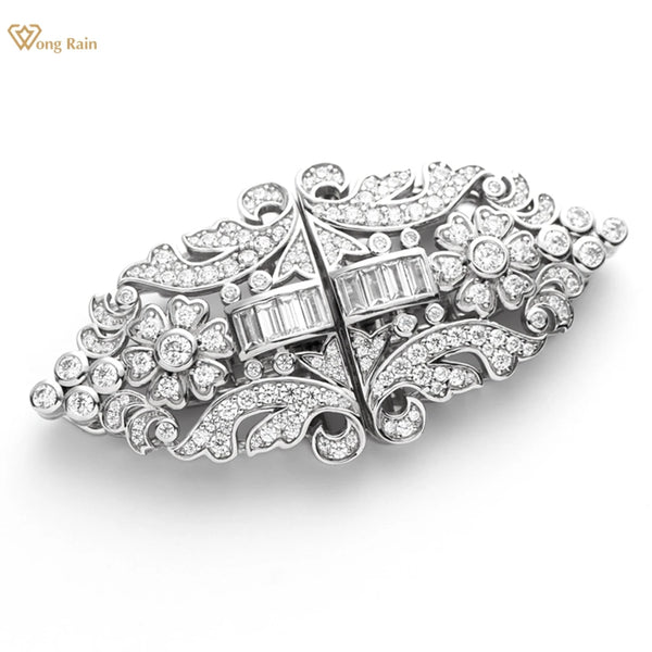 925 Sterling Silver Lab Sapphire Gemstone Brooch for Women