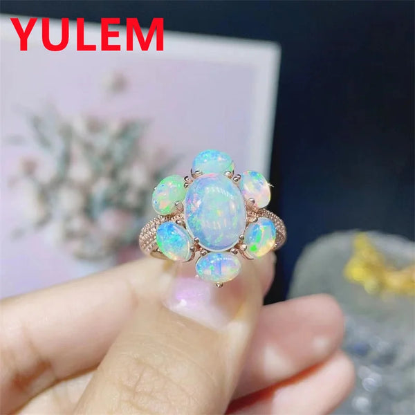 Sterling Silver White Opal Ring for Women