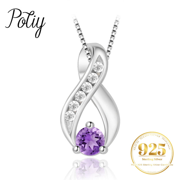 925 Sterling Silver Amethyst Infinity Pendant for Women