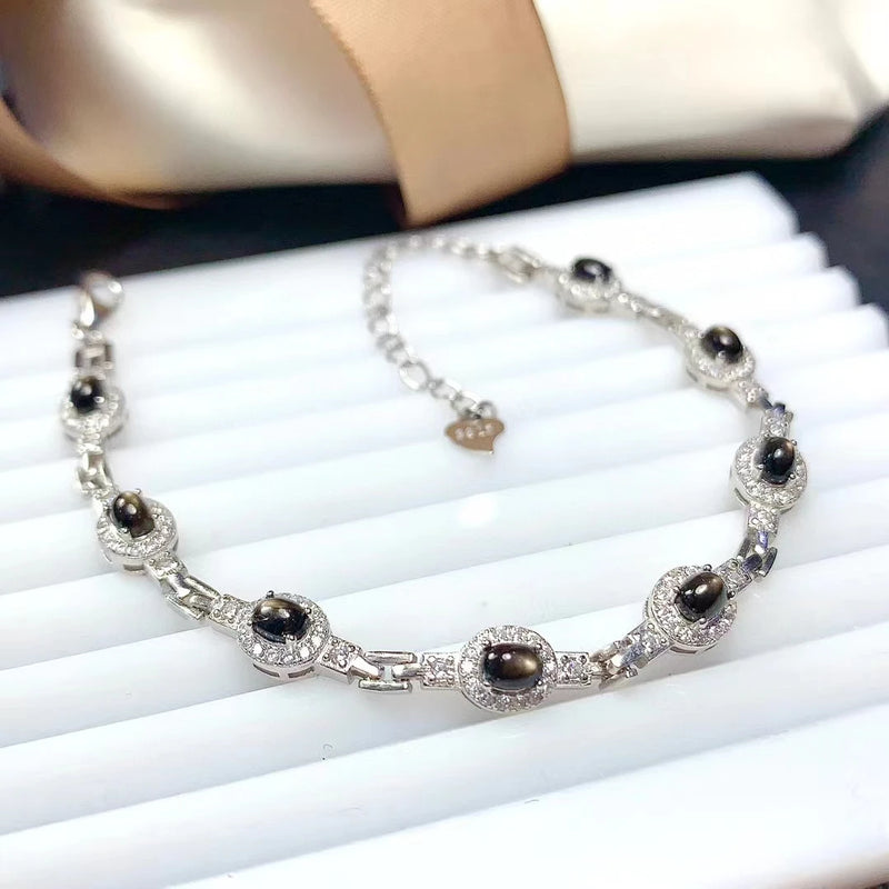 925 Sterling Silver Star Sapphire Bracelet for Women