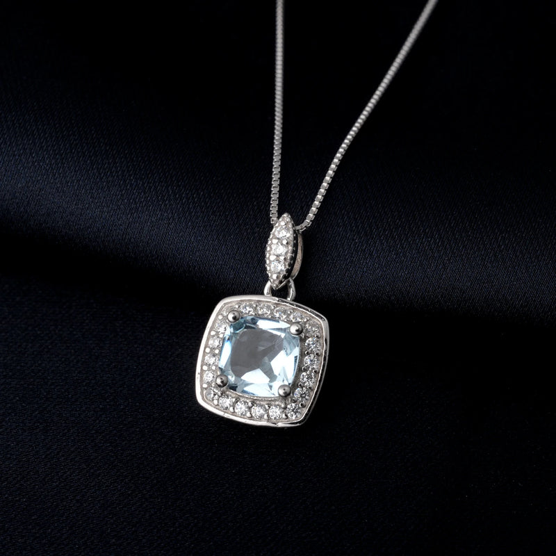 925 Sterling Silver Sky Blue Topaz Pendant for Women