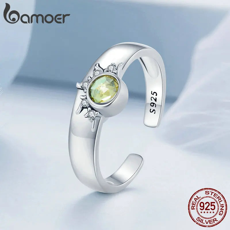 925 Sterling Silver Sun and Moon Stackable Opening Ring for Women