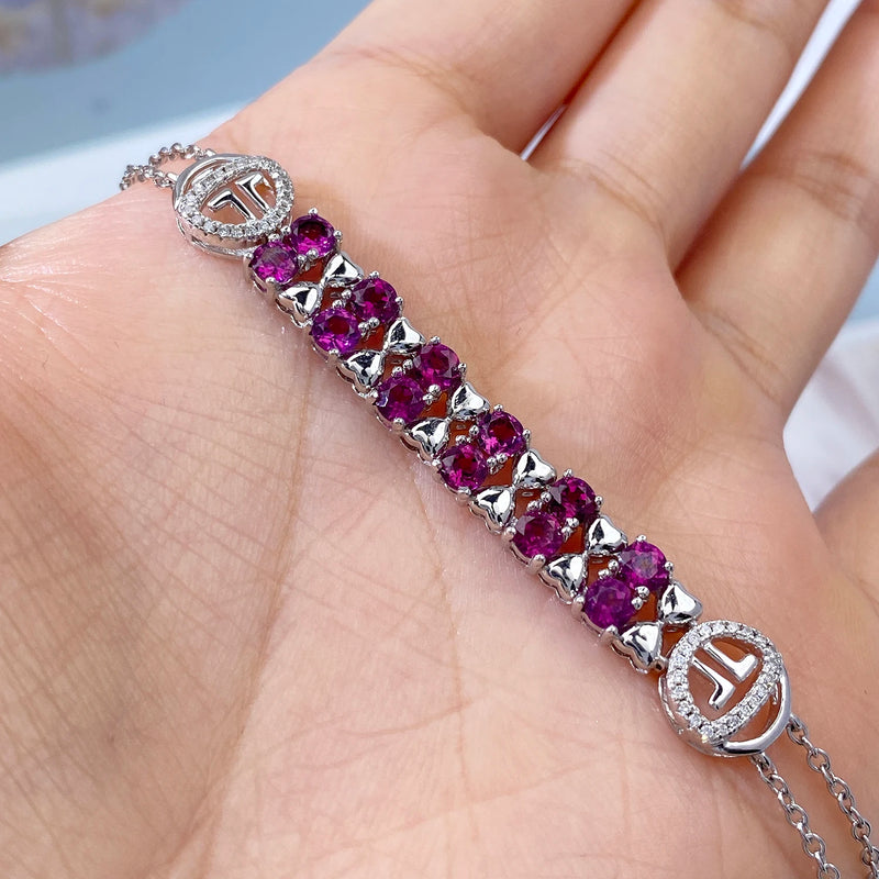 Sterling Silver Purple Garnet Tennis Bracelet for Women