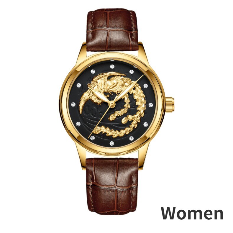 Gold Dragon Phoenix Couple Watches