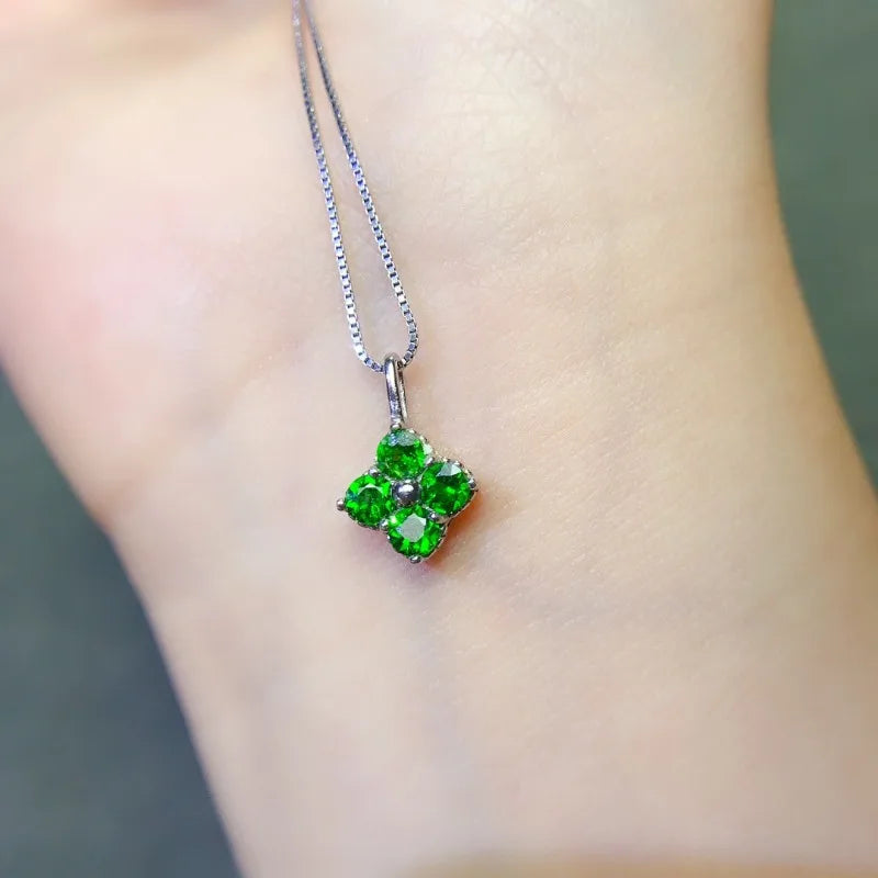 S925 Silver Diopside Pendant