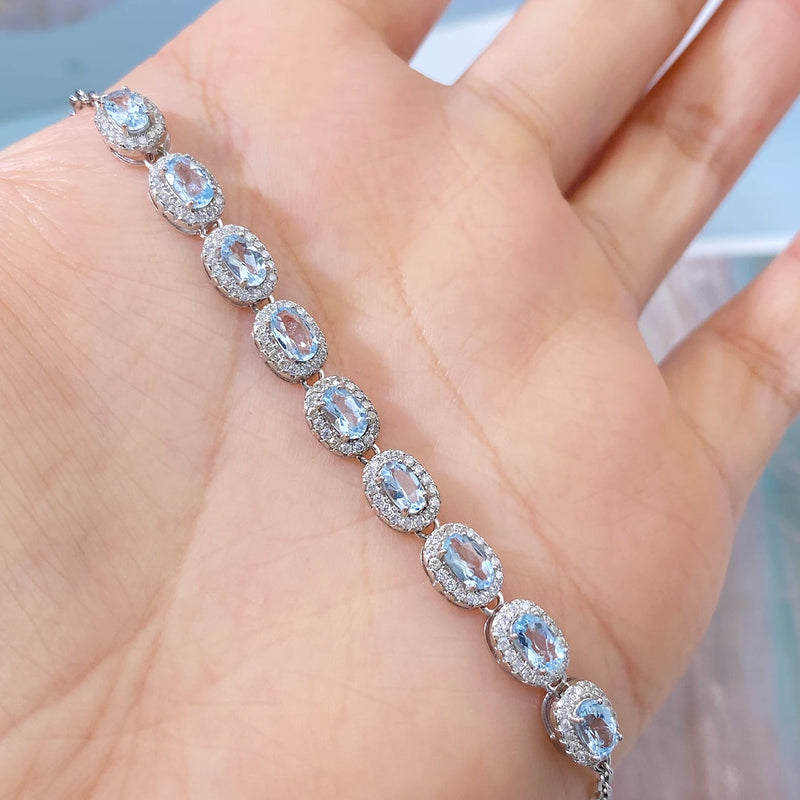 Sterling Silver Topaz Tennis Bracelet for Women