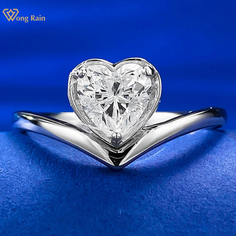 925 Sterling Silver Sapphire Heart-Cut 6x6MM Simple Ring for Women