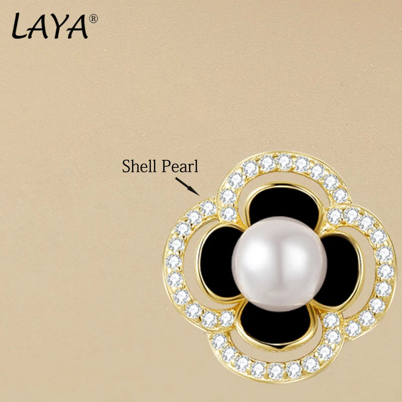 Sterling Silver Pearl Zircon Earrings for Women