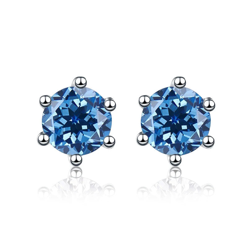 925 Sterling Silver Real Moissanite 0.5/1.0CTW Purple Stud Earrings for Women