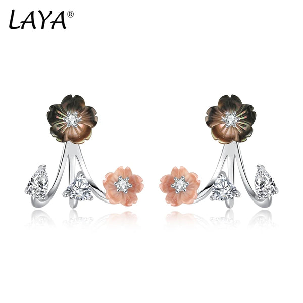 925 Sterling Silver Shell Flower Earrings for Women