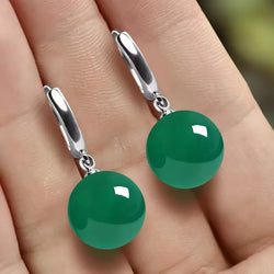 925 Sterling Silver Green Agate Dangle Earrings for Women