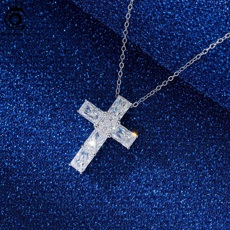 Sterling Silver Cubic Zirconia Cross Necklace for Women