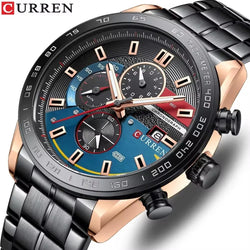 Stainless Steel Quartz Chronograph Watch for Men