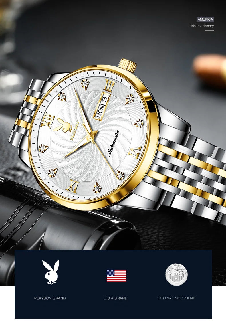 Stainless Steel automatic mechanical wrist watch for men