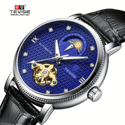 Stainless Steel Leather Luxury Mechanical Automatic Wrist Watch for Men