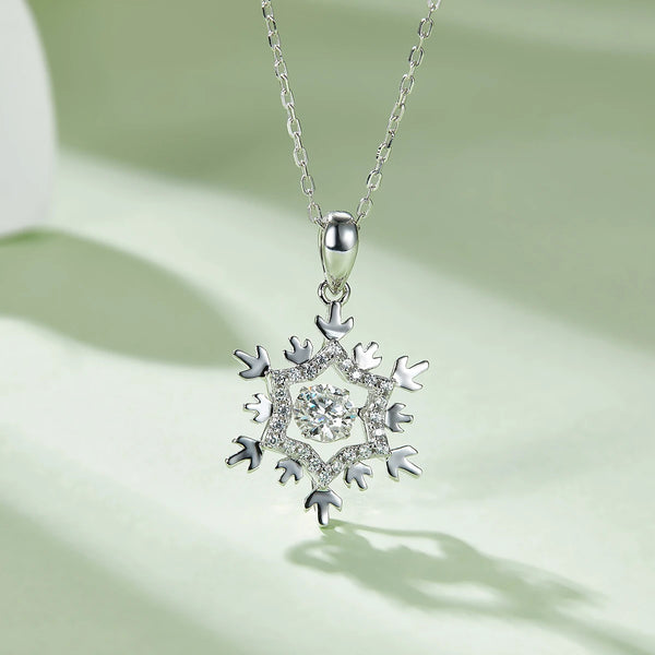 925 Sterling Silver Snowflake Moissanite Pendant Necklace for Women