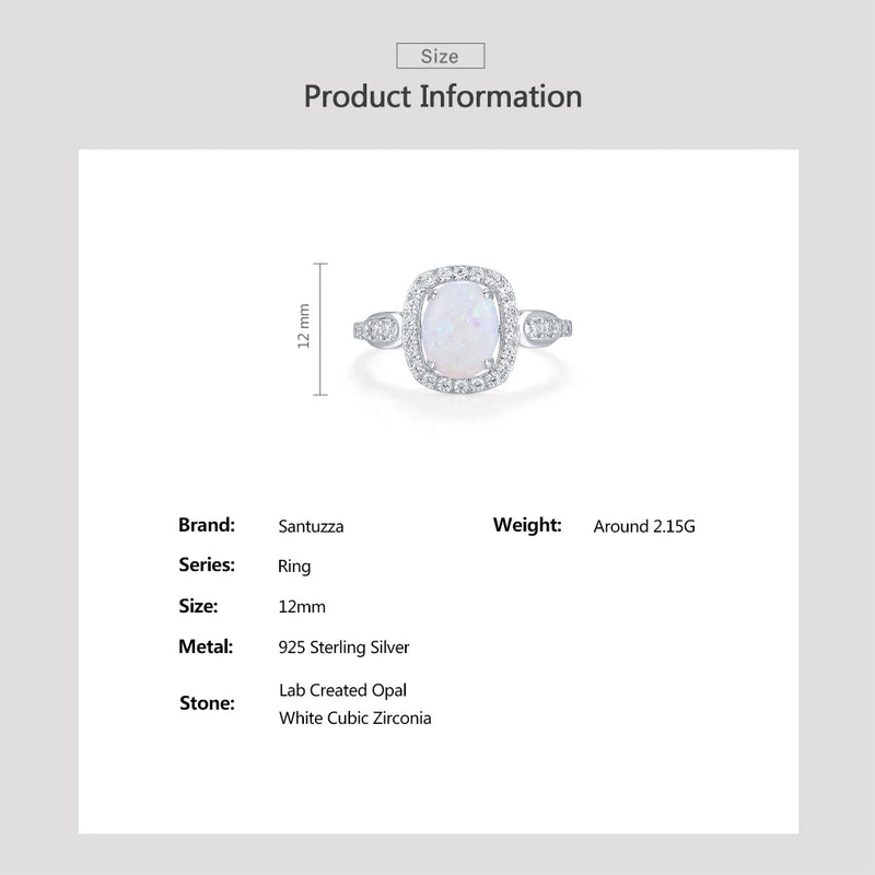 Sterling Silver White CZ Opal Solitaire Ring for Women