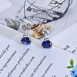 925 Sterling Silver Tanzanite Blue Zircon Stud Earrings for Women