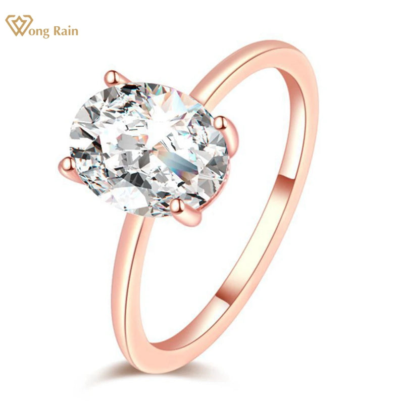 18K Gold Plated Sterling Silver 2.00ct Oval Cut Moissanite Engagement Ring for Women