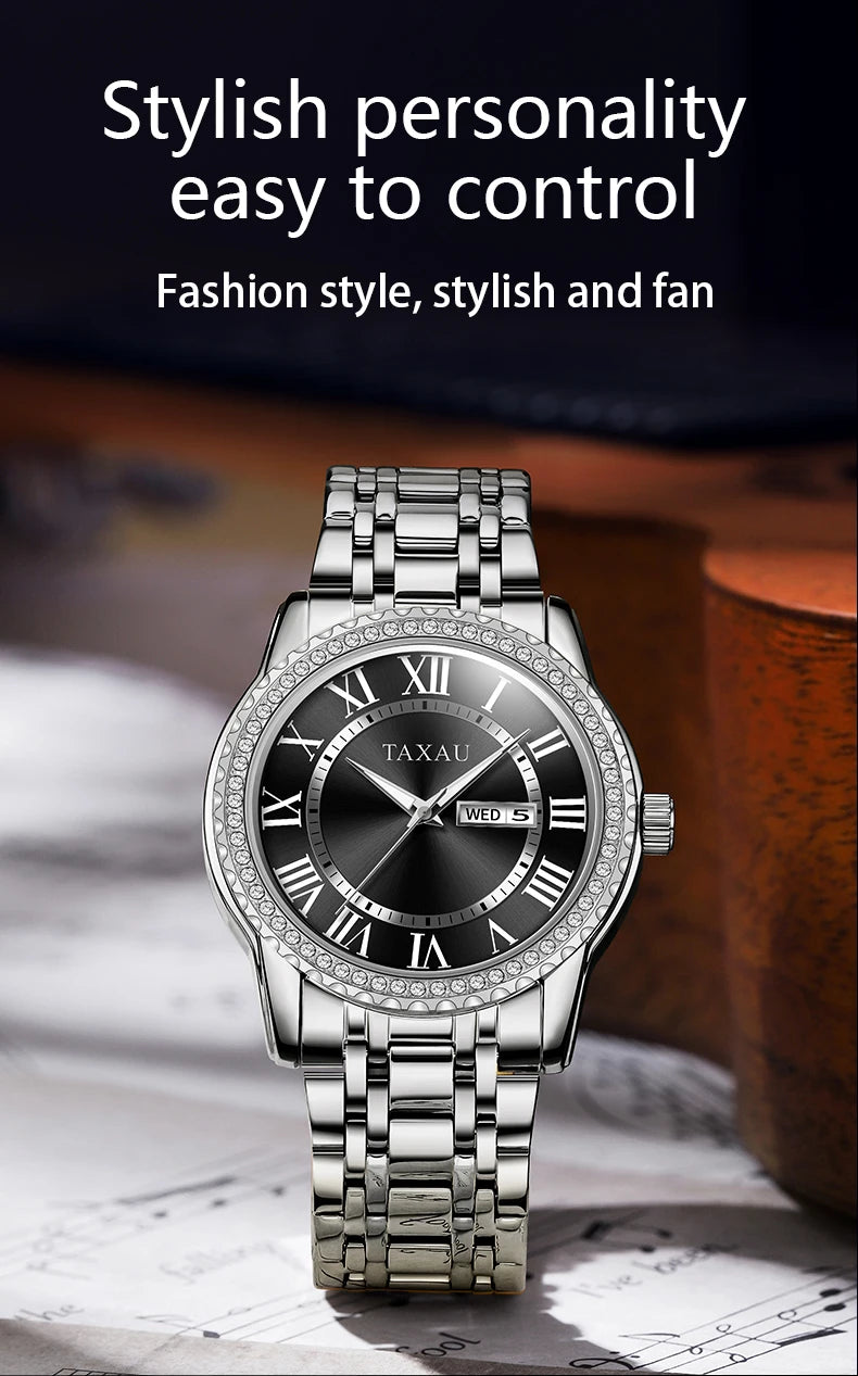 Stainless Steel Quartz Waterproof Watch for Men