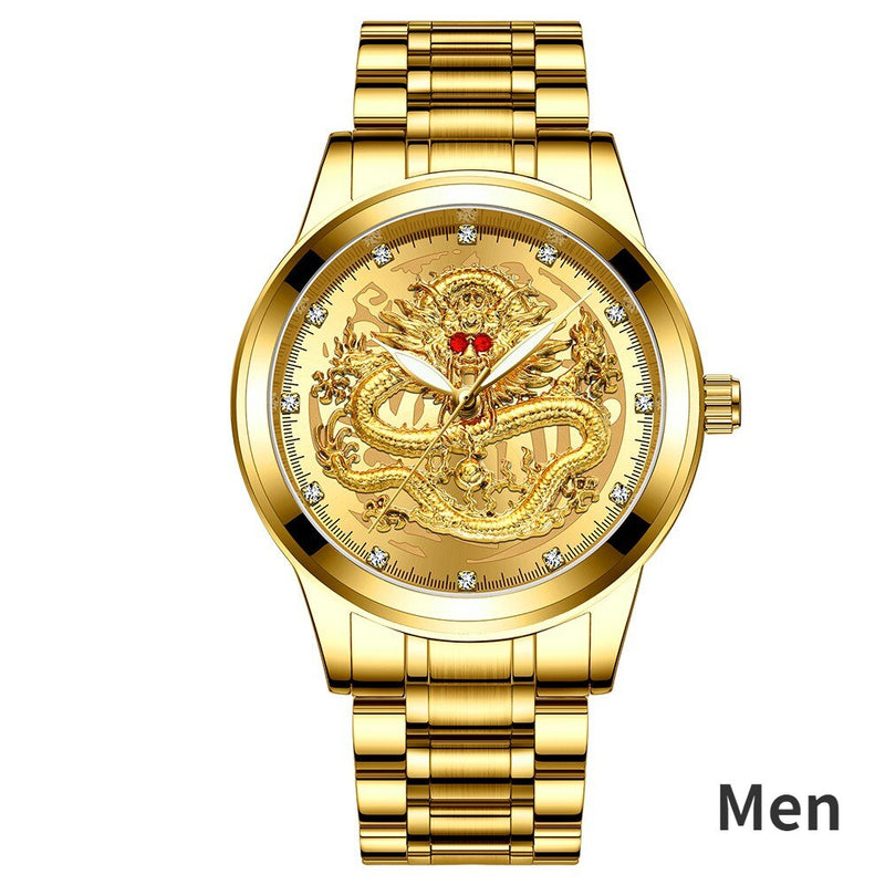 Gold Dragon Phoenix Couple Watches