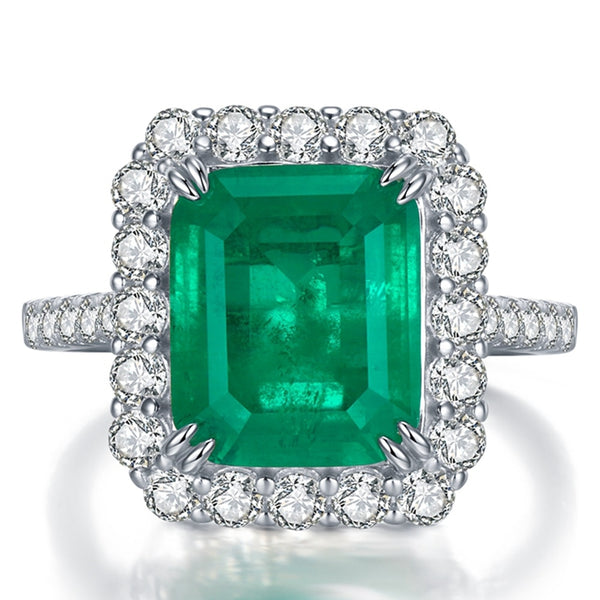 Wong Rain 925 Sterling Silver Emerald Cut 10*12 MM Emerald High Carbon Diamond Gemstone Engagement Rings Fine Jewelry Wholesale