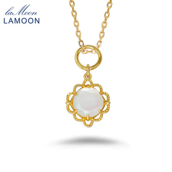 S925 Silver Gold Vermeil Natural White Crystal Shell Pendant Necklace for Women