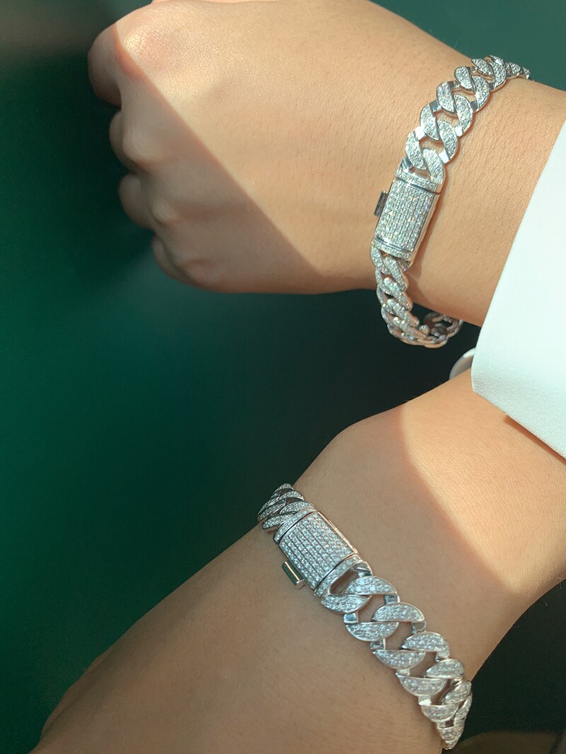 18K White Gold Diamond Chain Bracelet for Women