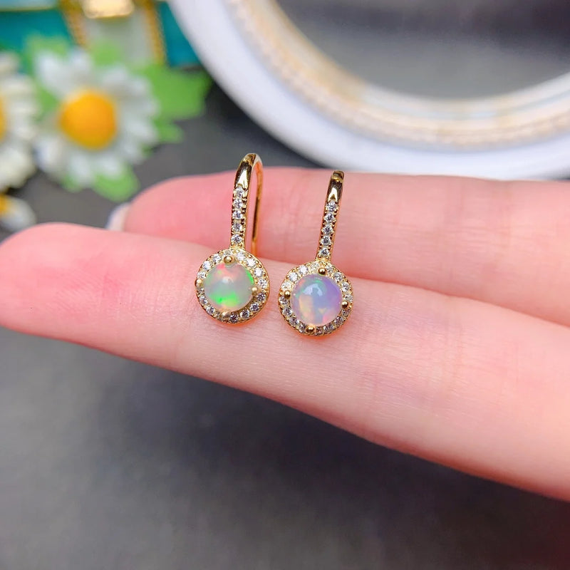 18K Gold Plated Natural Opal Earrings for Women