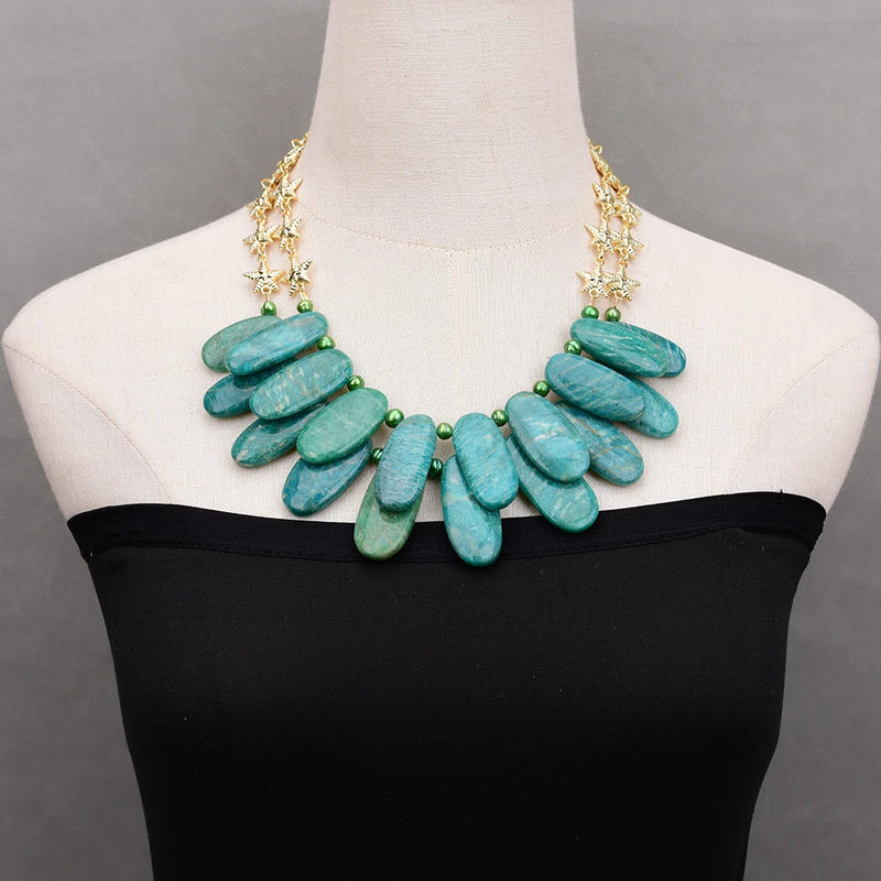 Gold Plated Amazonite Stone Necklace